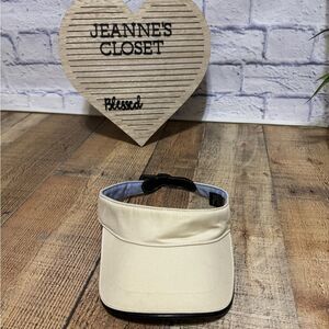 Coach Tan Unisex Tan Khaki Visor S Black Leather Strap Back Golf Beach Rare!